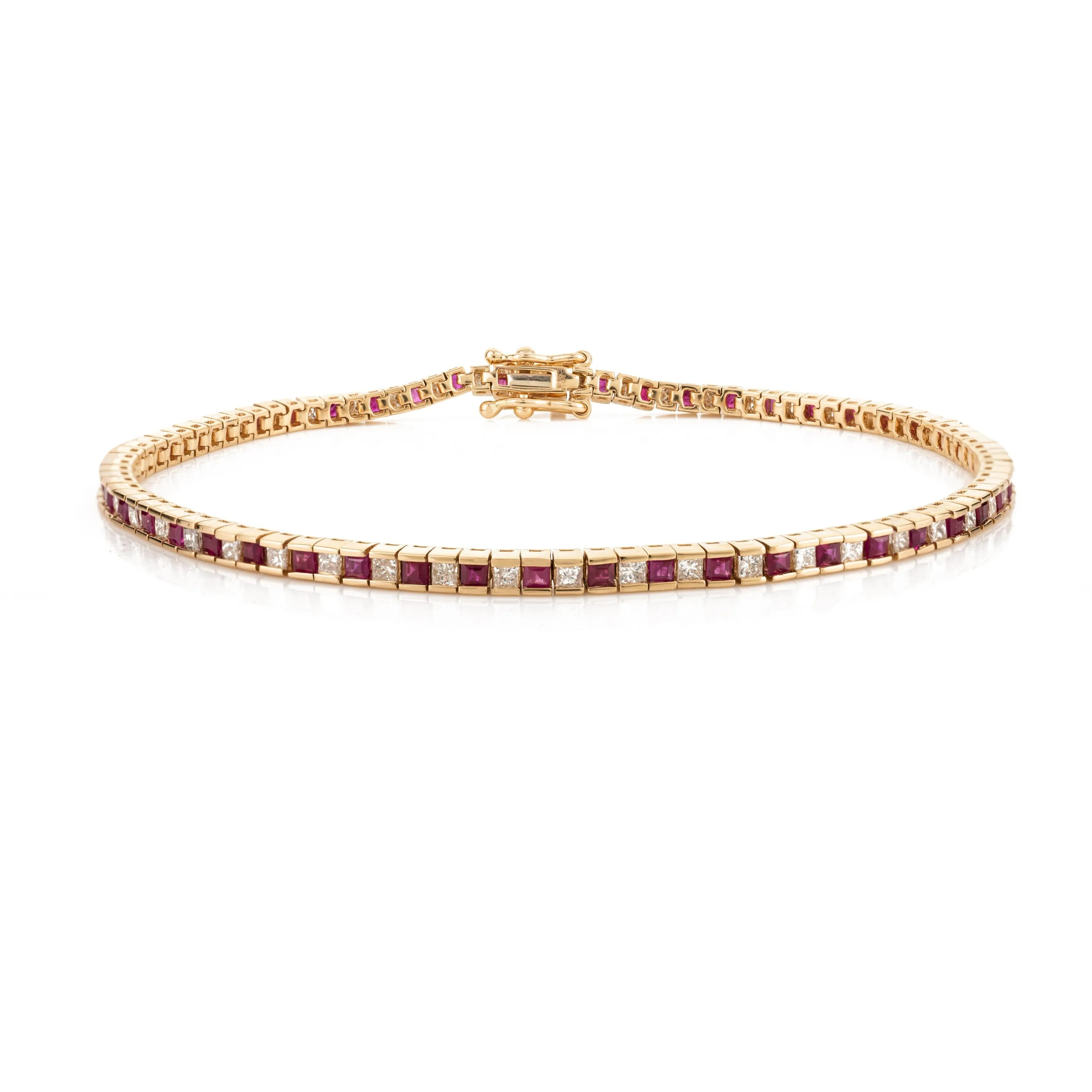 18K Gold Ruby Diamond Tennis Bracelet