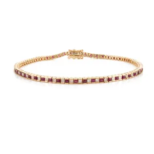 18K Gold Ruby Diamond Tennis Bracelet