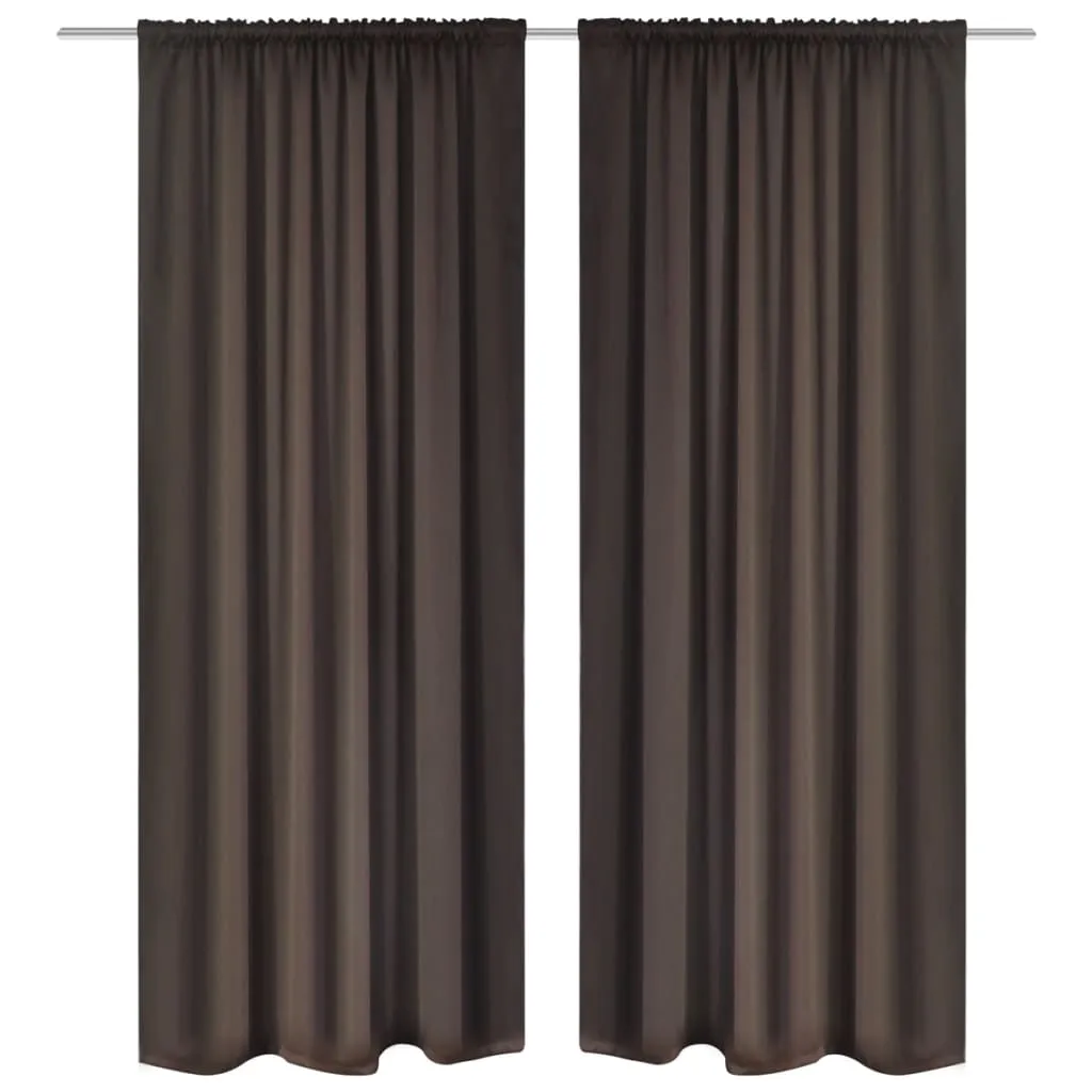 2 pcs Brown Slot-Headed Blackout Curtains 135 x 245 cm