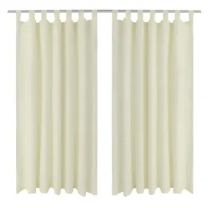 2 pcs Cream Micro-Satin Curtains with Loops 140 x 175 cm