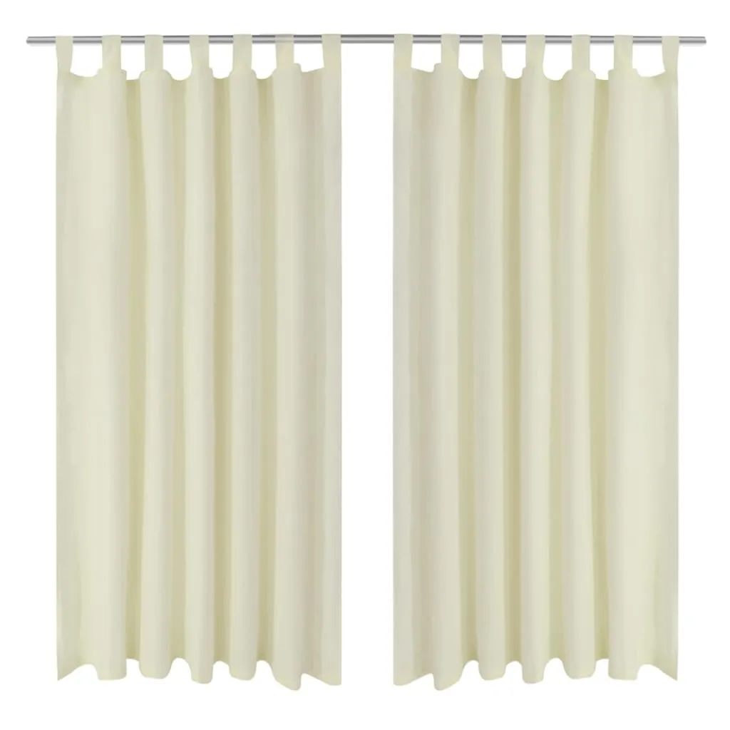 2 pcs Cream Micro-Satin Curtains with Loops 140 x 175 cm