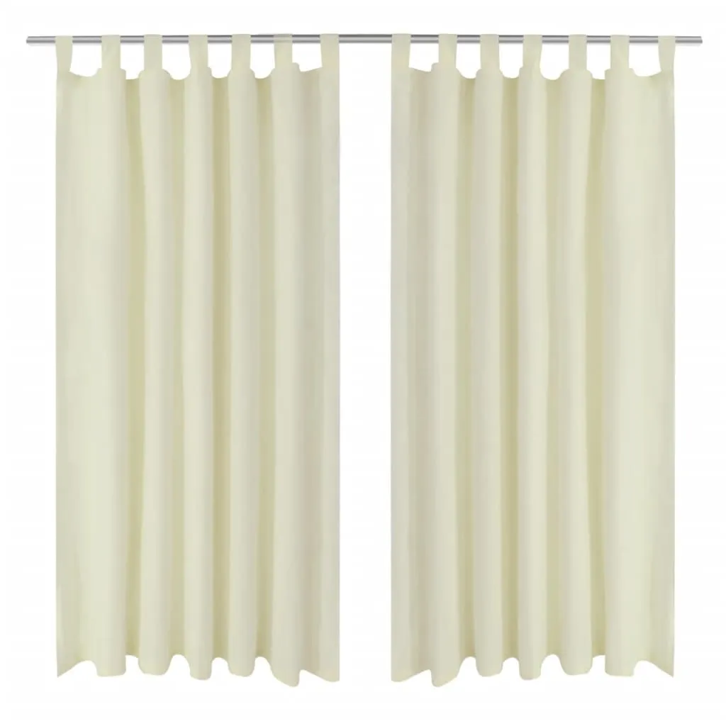 2 pcs Cream Micro-Satin Curtains with Loops 140 x 245 cm