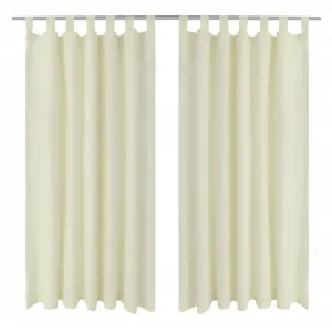 2 pcs Cream Micro-Satin Curtains with Loops 140 x 245 cm