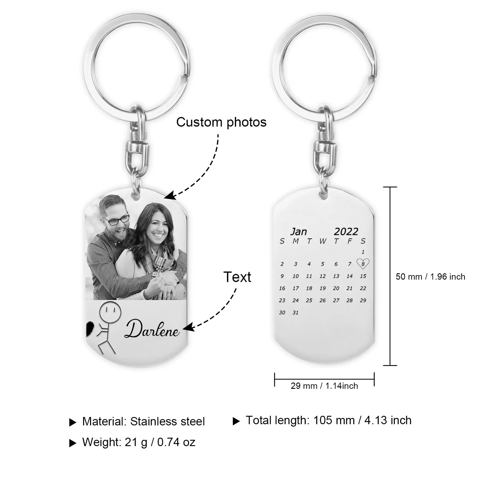 4FunGift® Custom Photo Couple Keychains