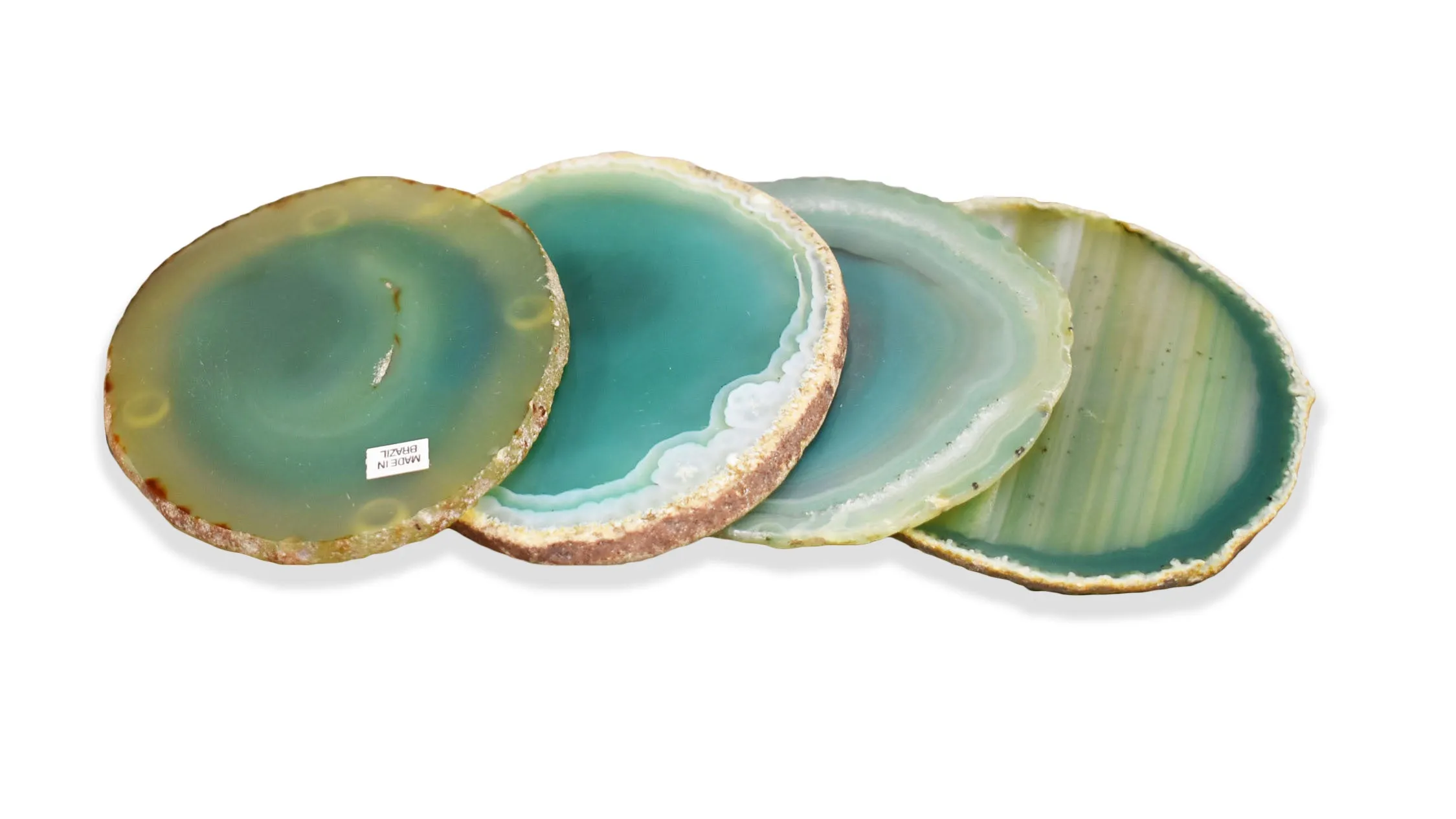 Agate Coasters with Natural Trim, Set of 4