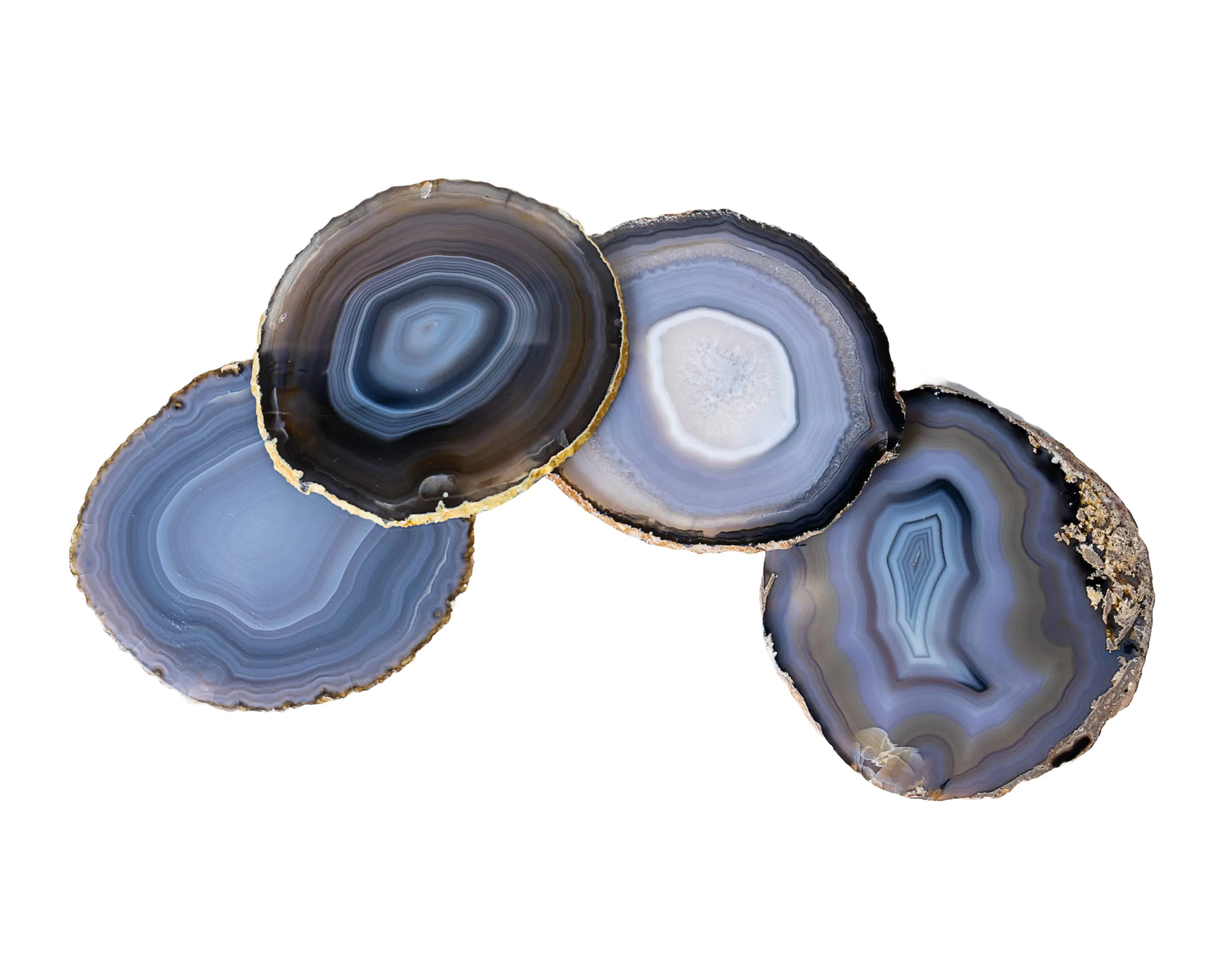 Agate Coasters with Natural Trim, Set of 4