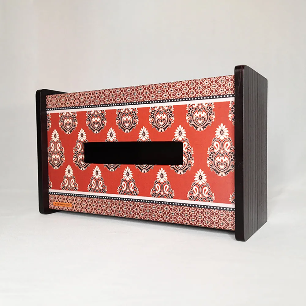 Ajrakh Rectangle Tissue Box Holder (Maroon)