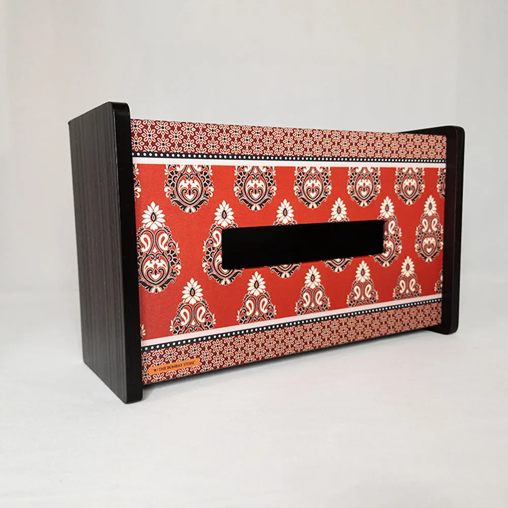 Ajrakh Rectangle Tissue Box Holder (Maroon)