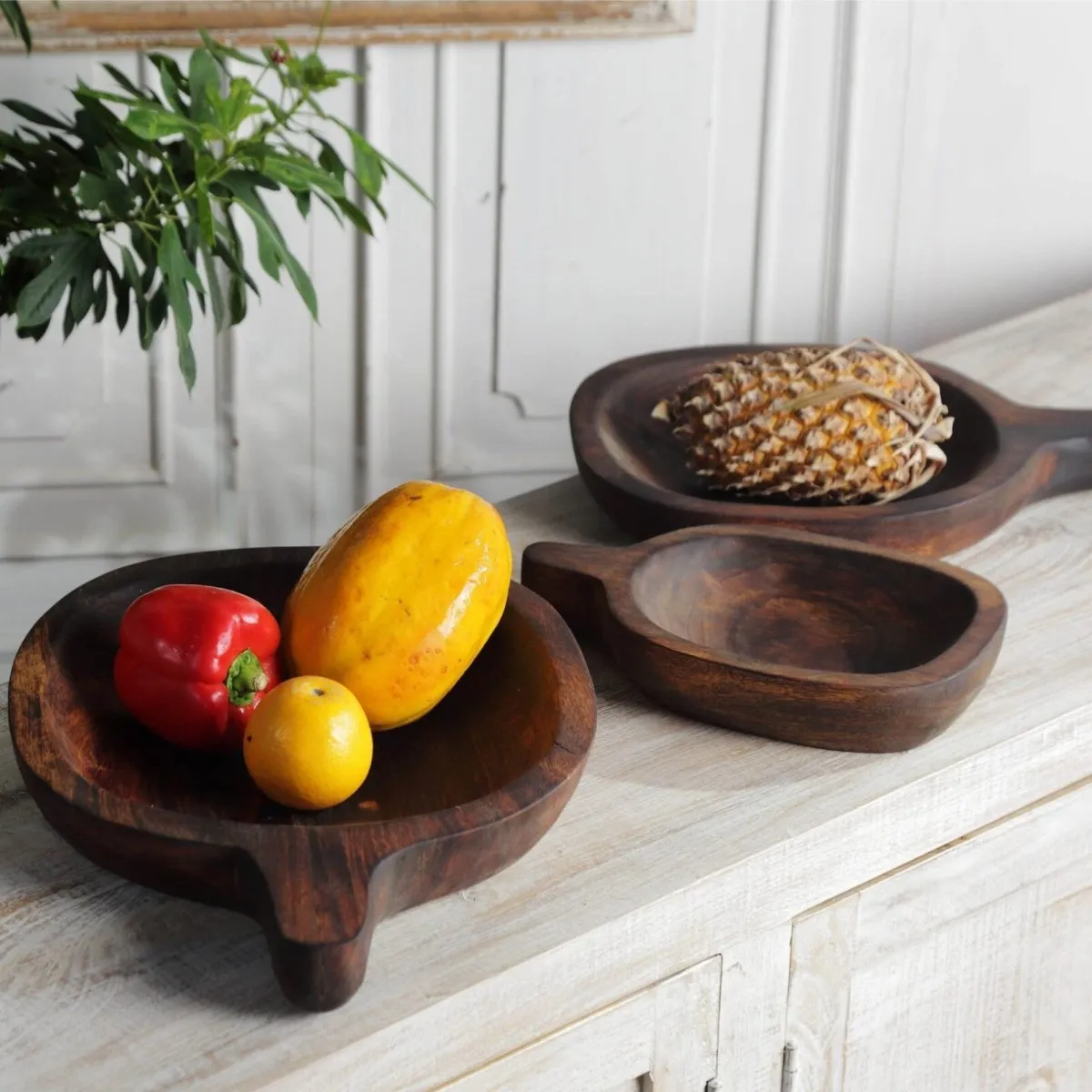 Alpha Set of 3 Mango Wood Trays