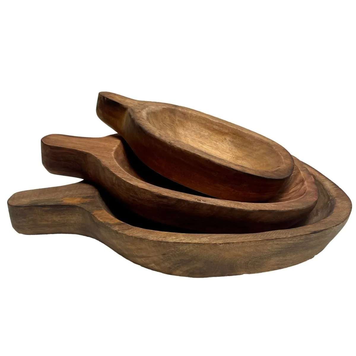 Alpha Set of 3 Mango Wood Trays