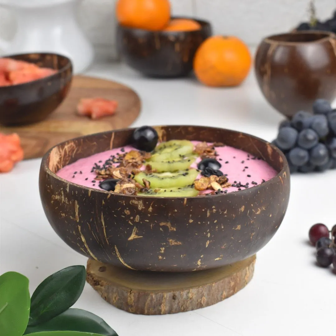 Artisan Jumbo Coconut Shell Bowls And Spoon Sets- 900ml (Set of 2)