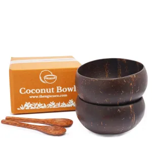 Artisan Jumbo Coconut Shell Bowls And Spoon Sets- 900ml (Set of 2)