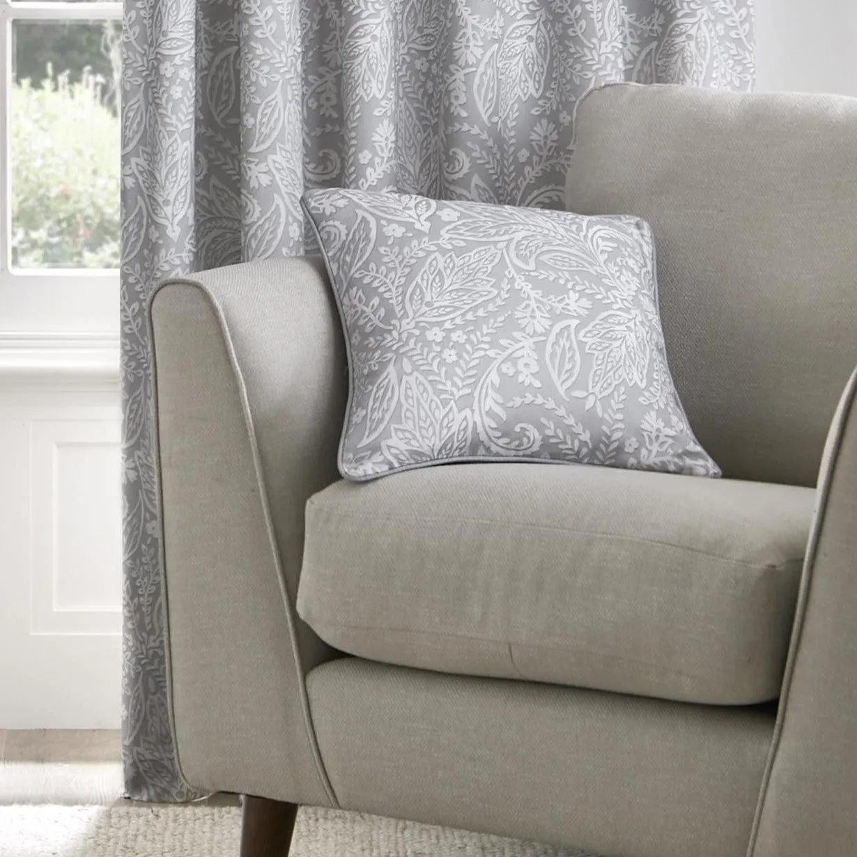 Aveline Cushion by Dreams & Drapes in Grey 43 x 43cm