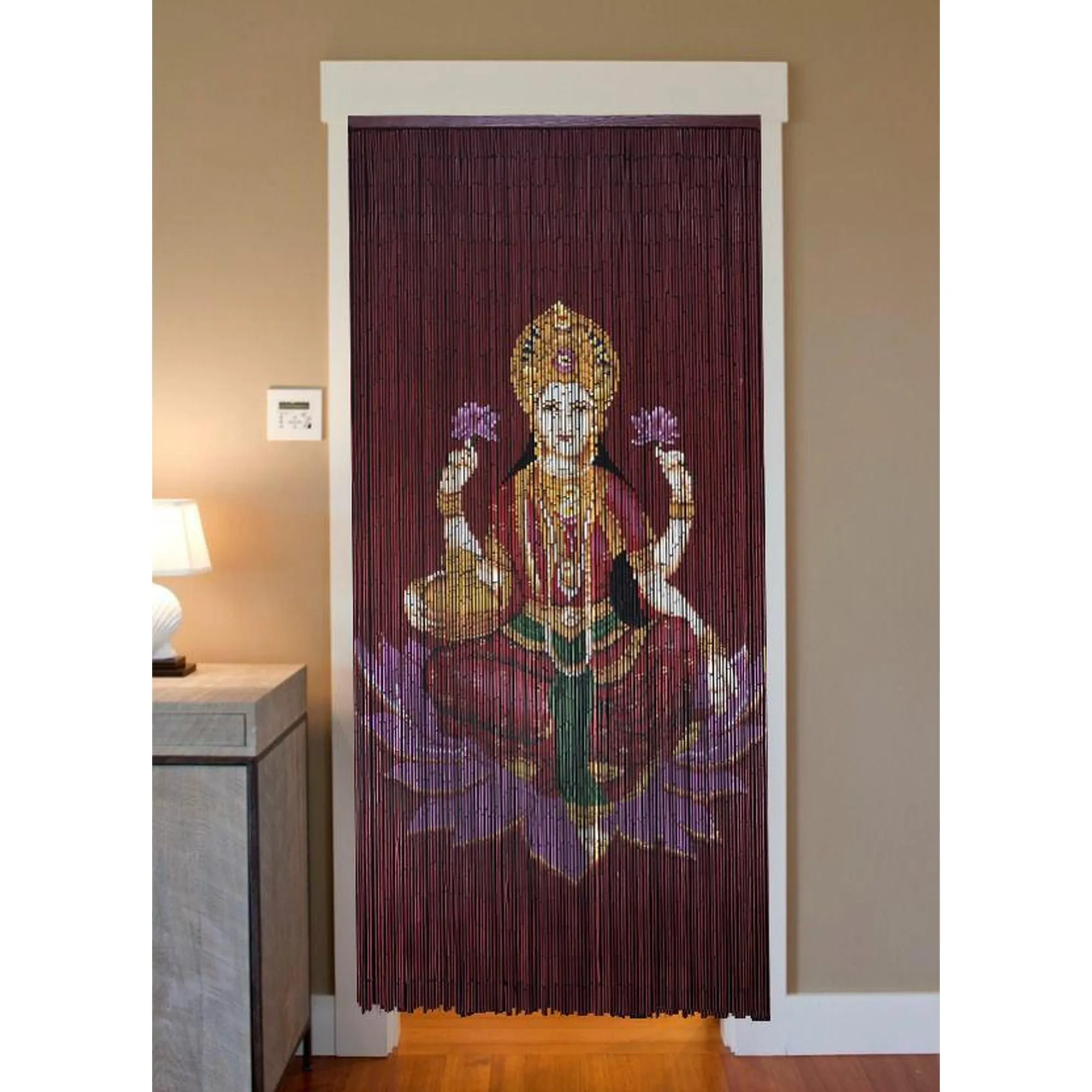 Bamboo Beaded Curtain Hand Painted - Lakshmi (R)