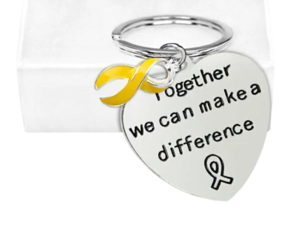 Big Heart Gold Ribbon Key Chains