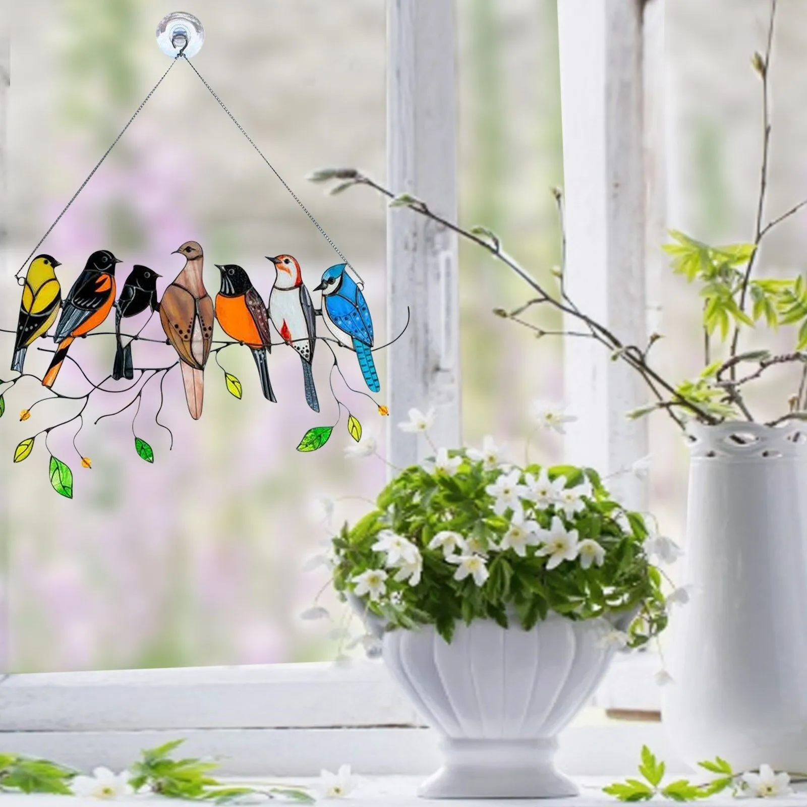 Birds Stained Glass Window Hangings