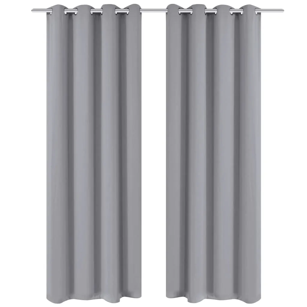 Blackout Curtains 2 pcs with Metal Eyelets 135x175 cm Grey