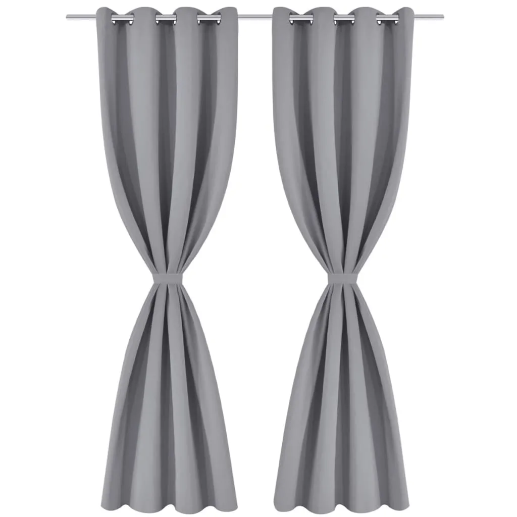 Blackout Curtains 2 pcs with Metal Eyelets 135x175 cm Grey