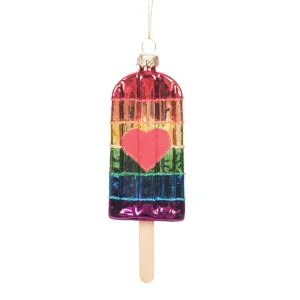 Blown Glass Rainbow Popsicle Ornament