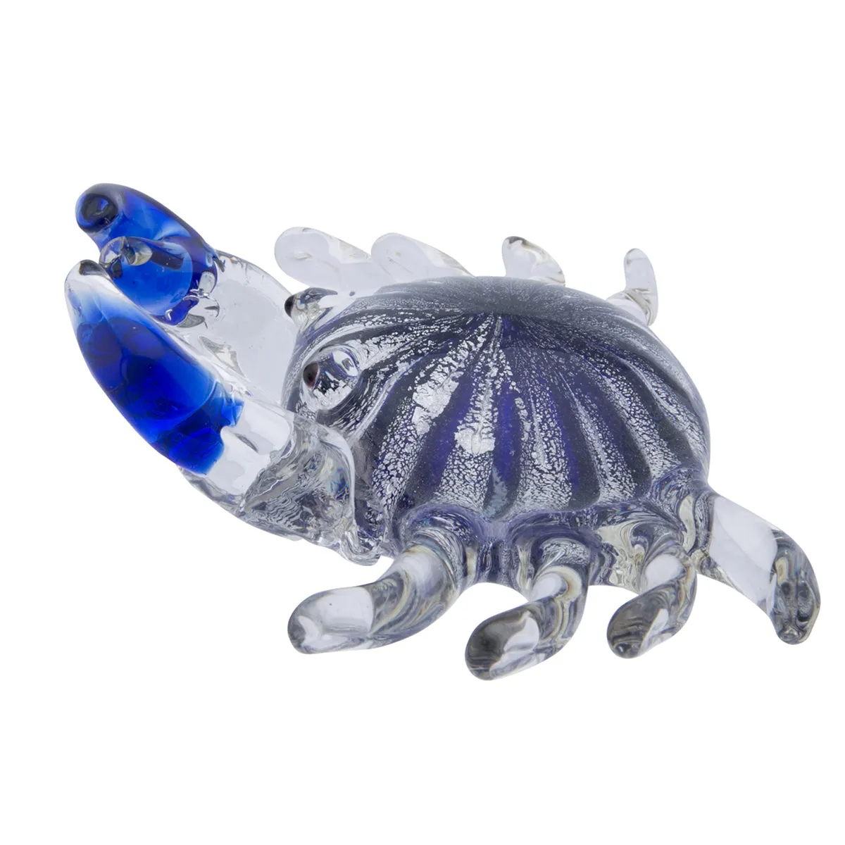 Blue & Silver Crab Glass Art