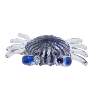 Blue & Silver Crab Glass Art