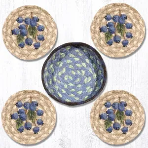 Blueberry Coaster Set With Basket