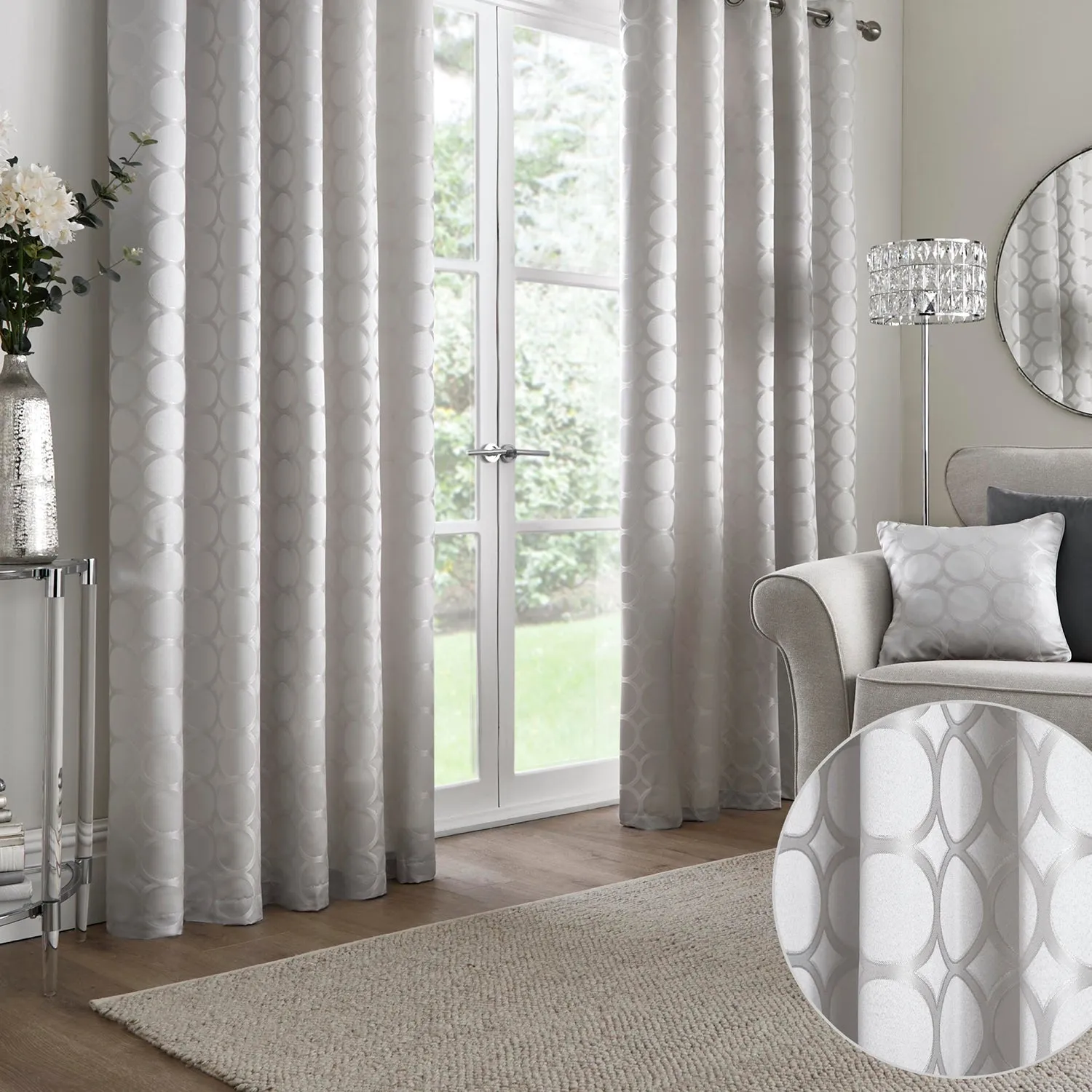 Cassina Silver Eyelet Curtains