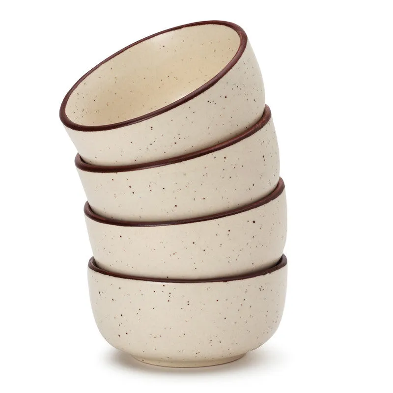 Ceramic Dinner Bowl | Katori | Speckled Beige | 180 ml | Set of 4