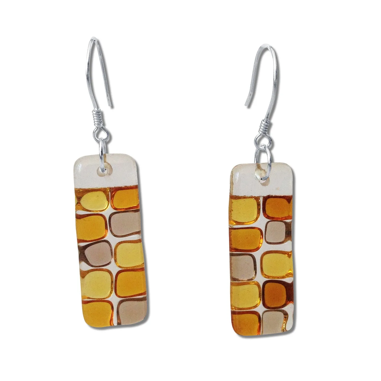 Checkerboard Glass Earrings - Purple