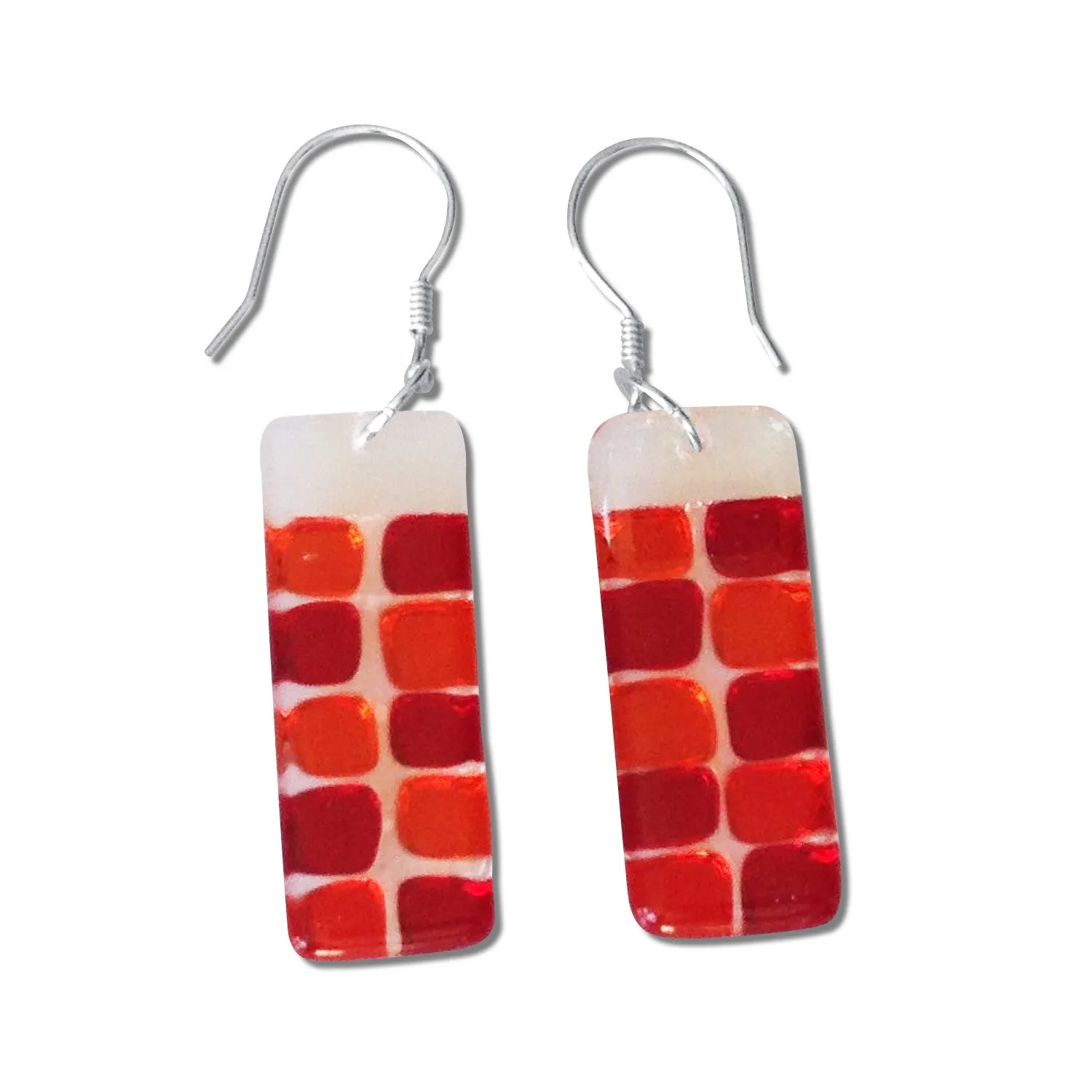 Checkerboard Glass Earrings - Purple