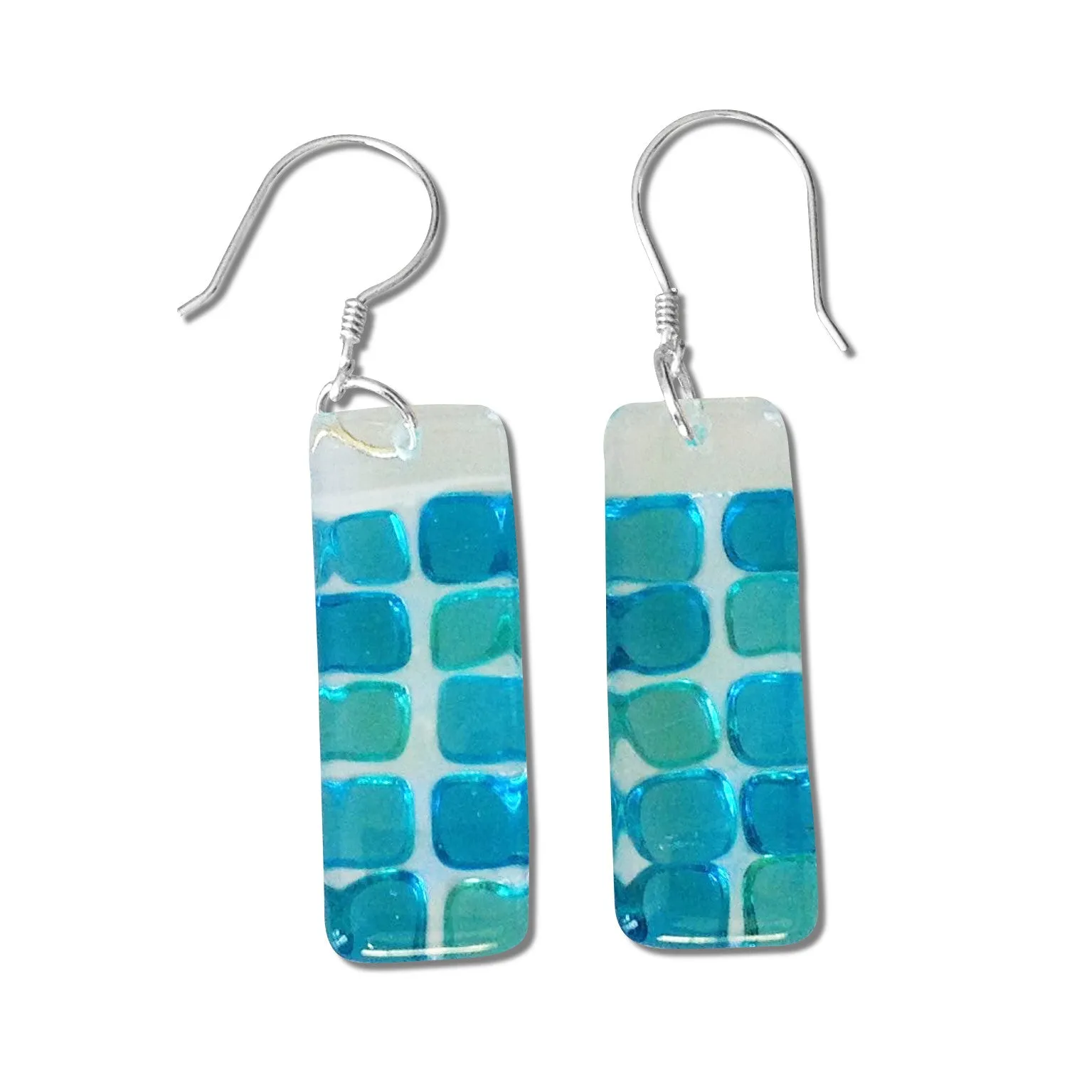 Checkerboard Glass Earrings - Purple