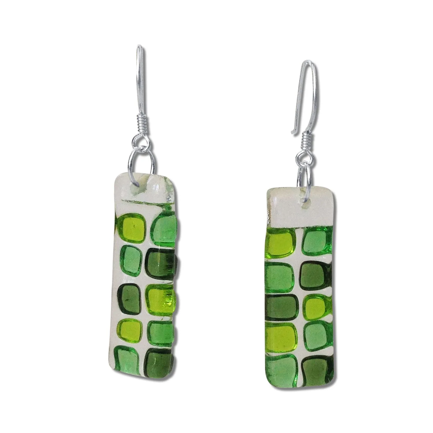 Checkerboard Glass Earrings - Purple