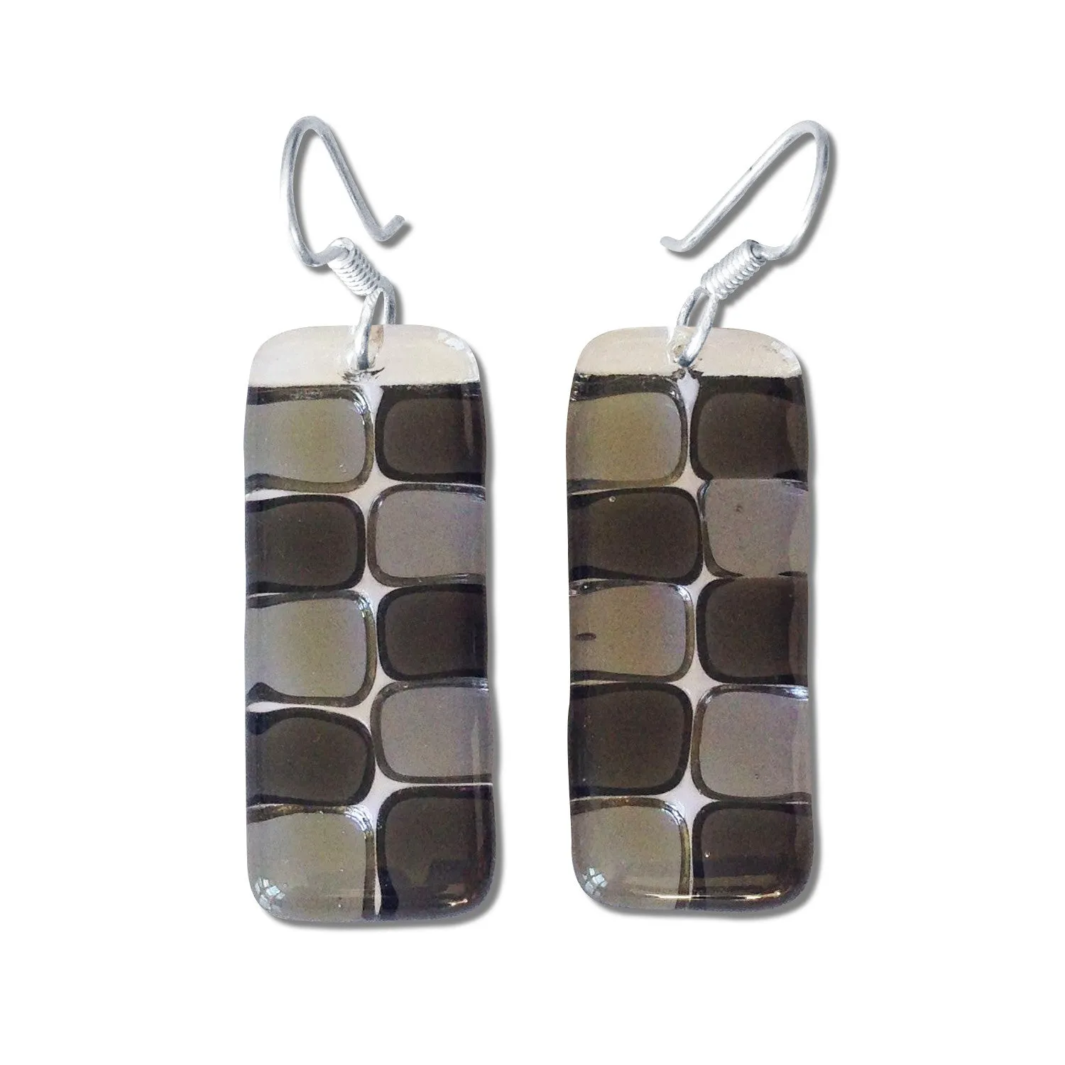 Checkerboard Glass Earrings - Purple