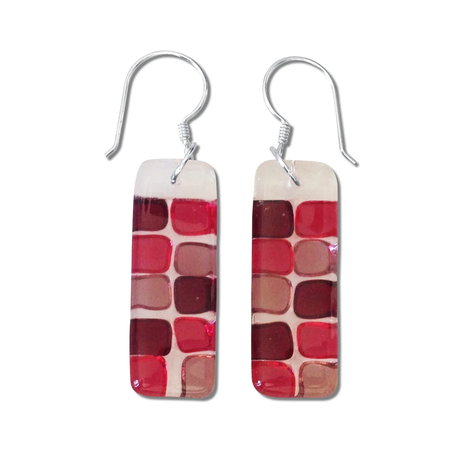 Checkerboard Glass Earrings - Purple