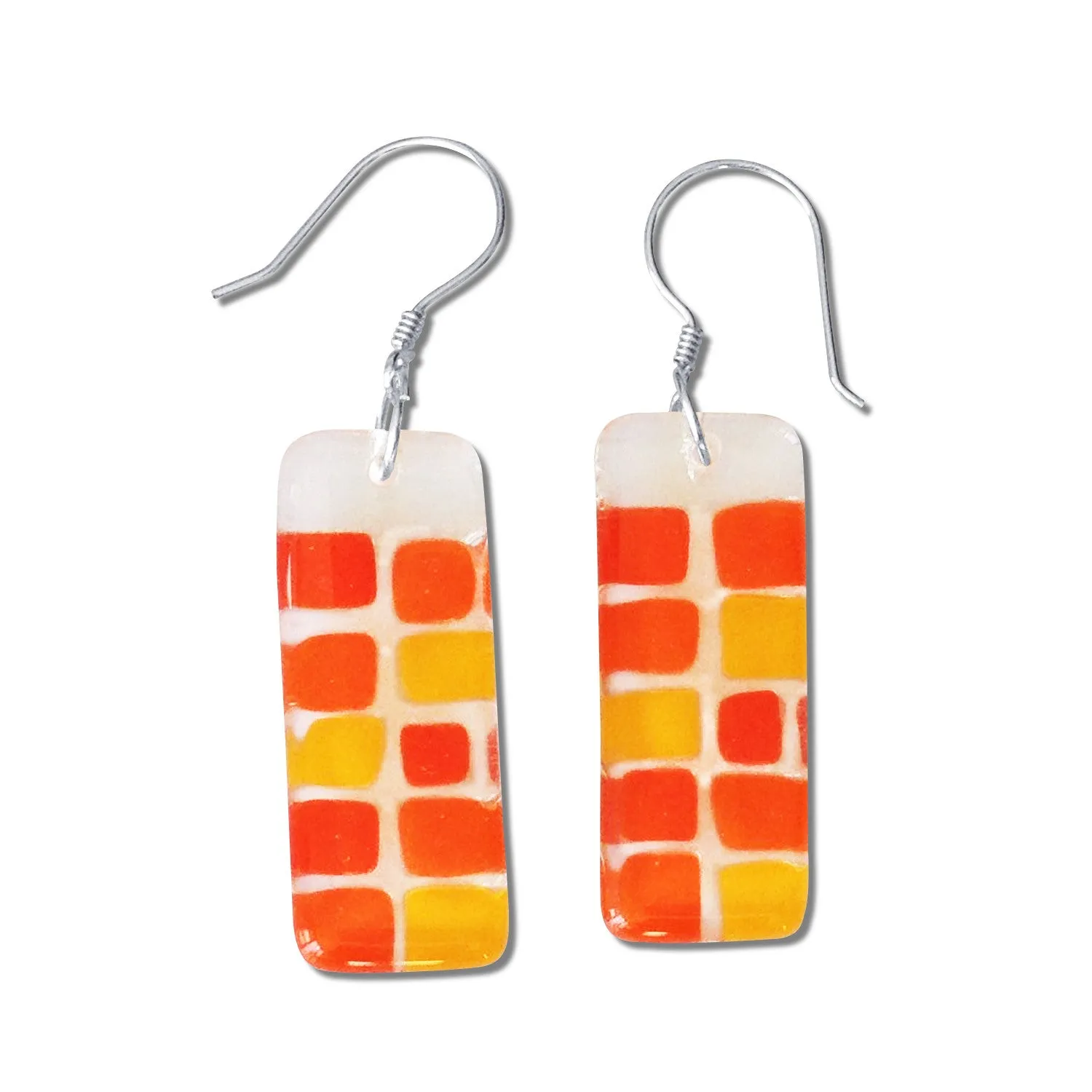 Checkerboard Glass Earrings - Purple