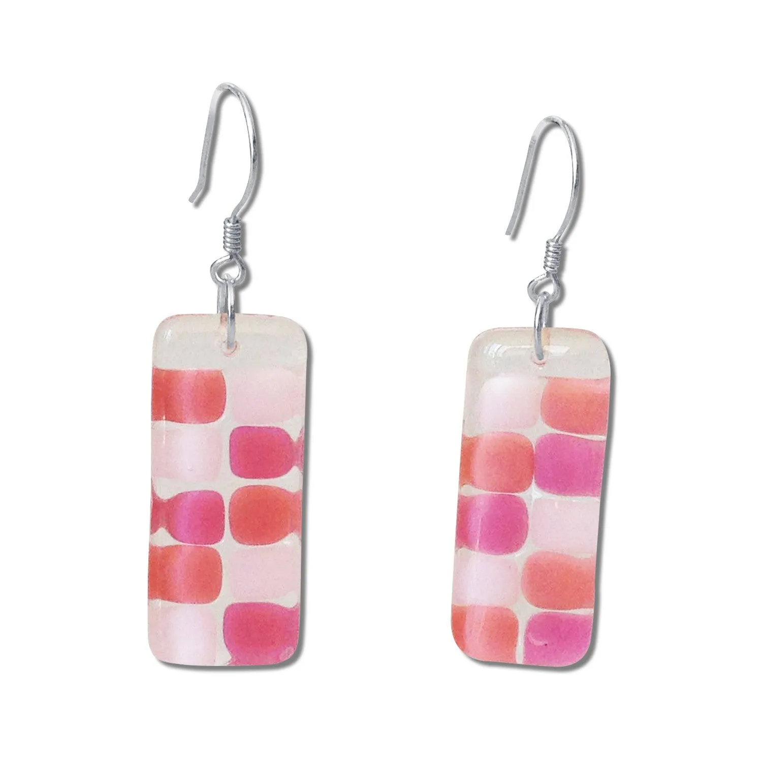 Checkerboard Glass Earrings - Purple