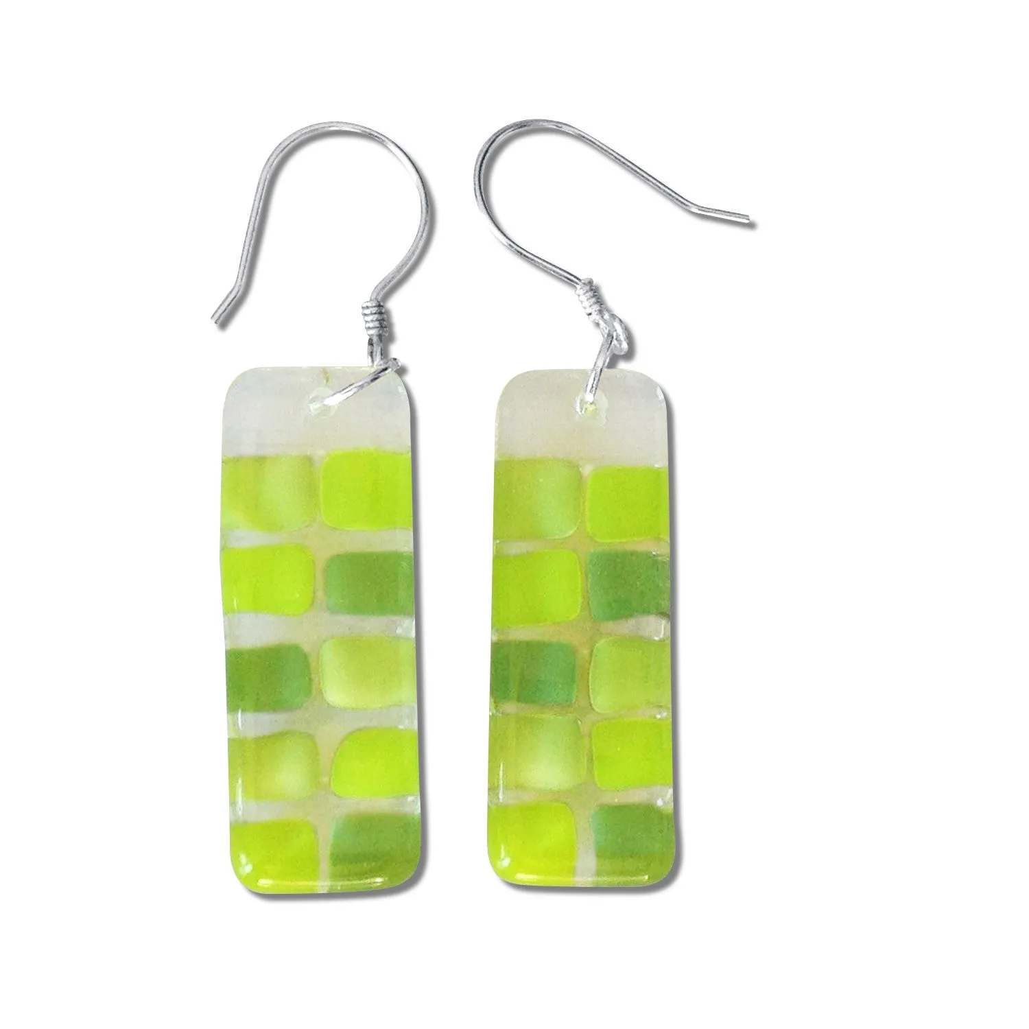 Checkerboard Glass Earrings - Purple