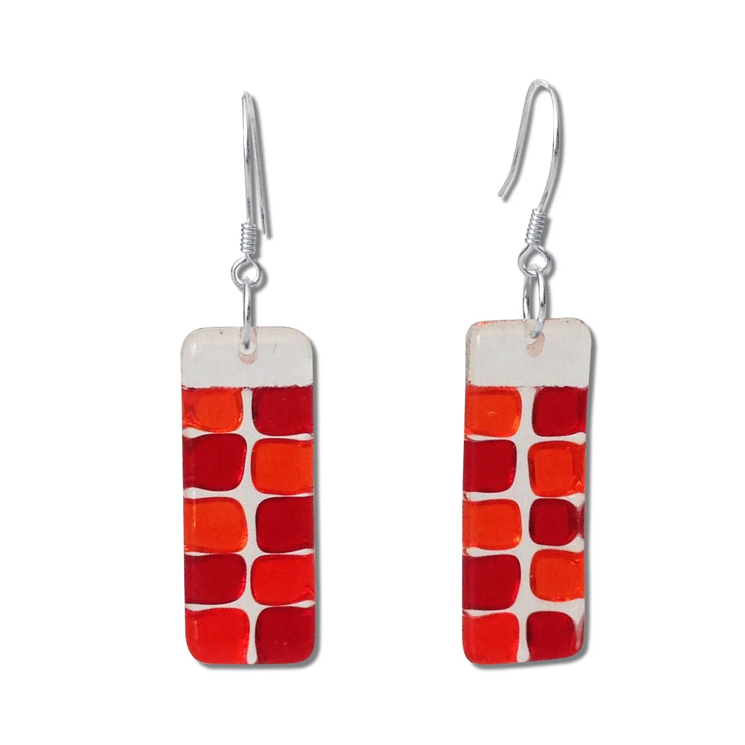 Checkerboard Glass Earrings - Purple