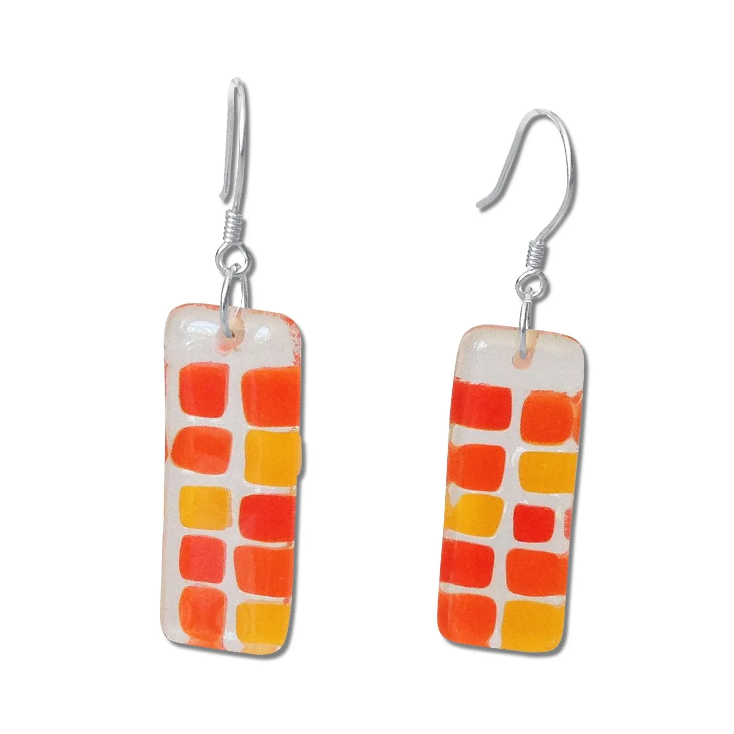 Checkerboard Glass Earrings - Purple