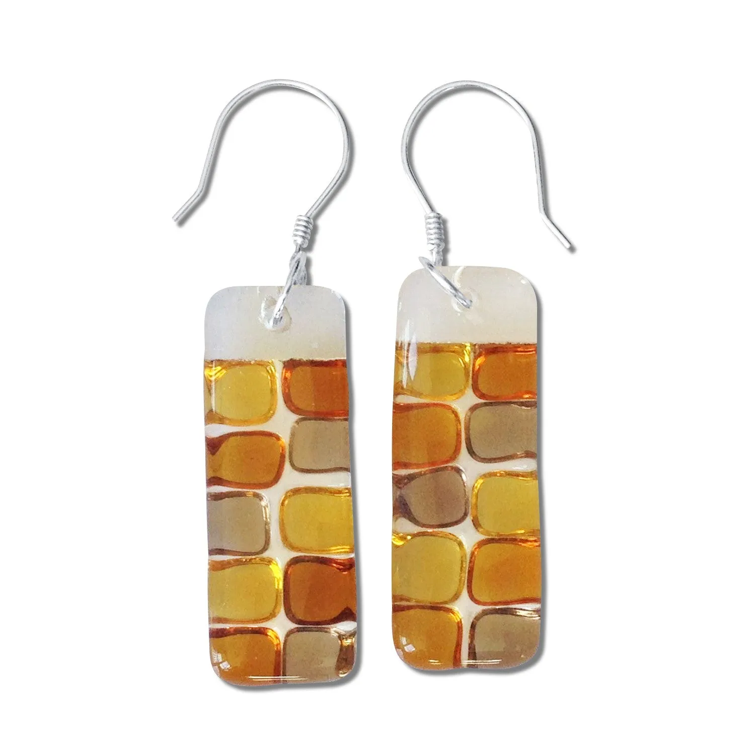 Checkerboard Glass Earrings - Red