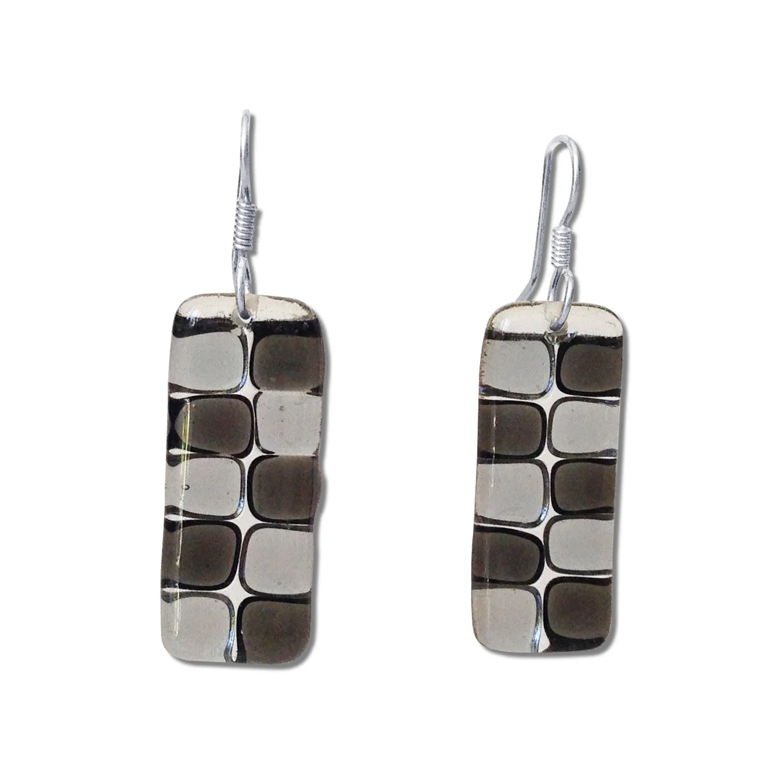 Checkerboard Glass Earrings - Red