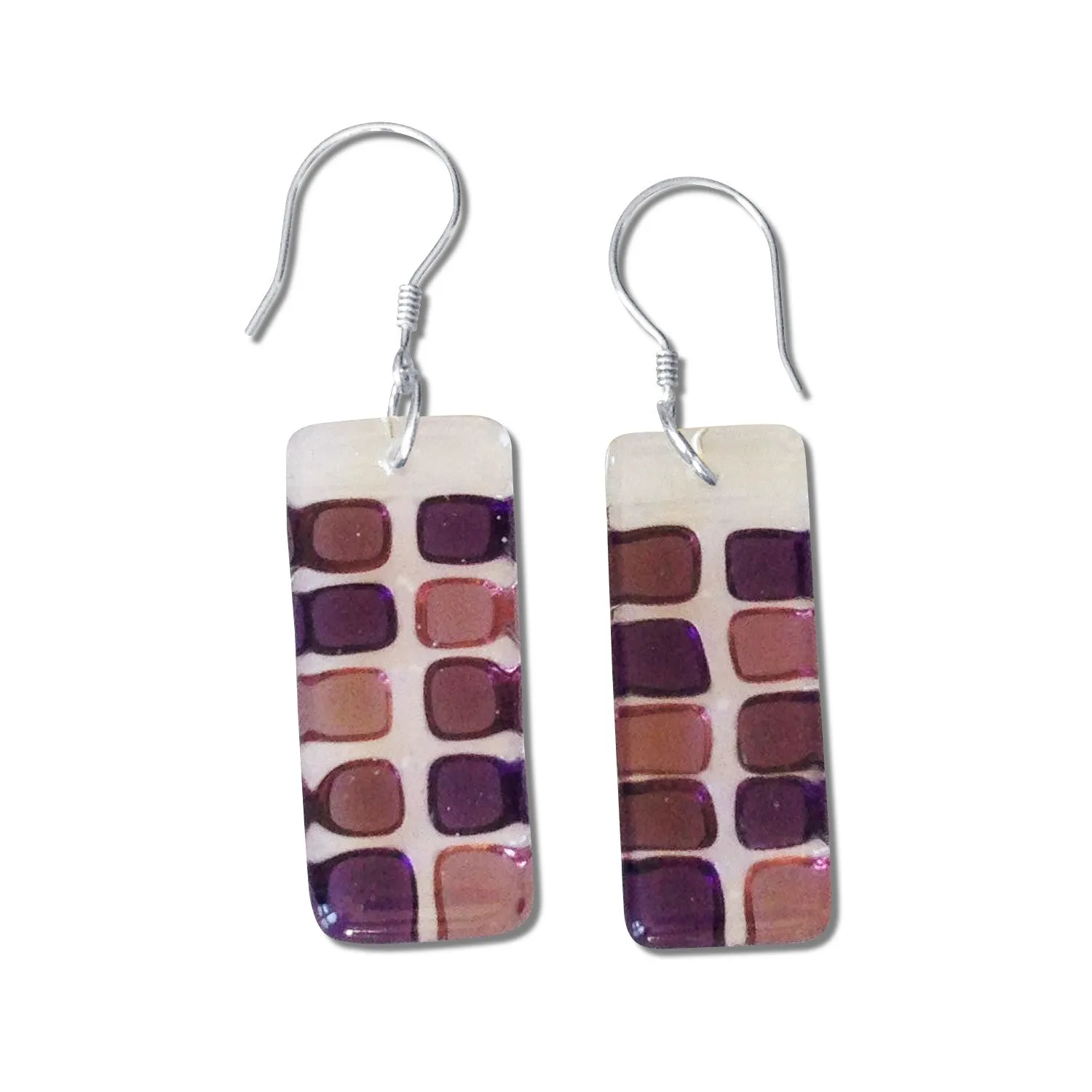 Checkerboard Glass Earrings - Red