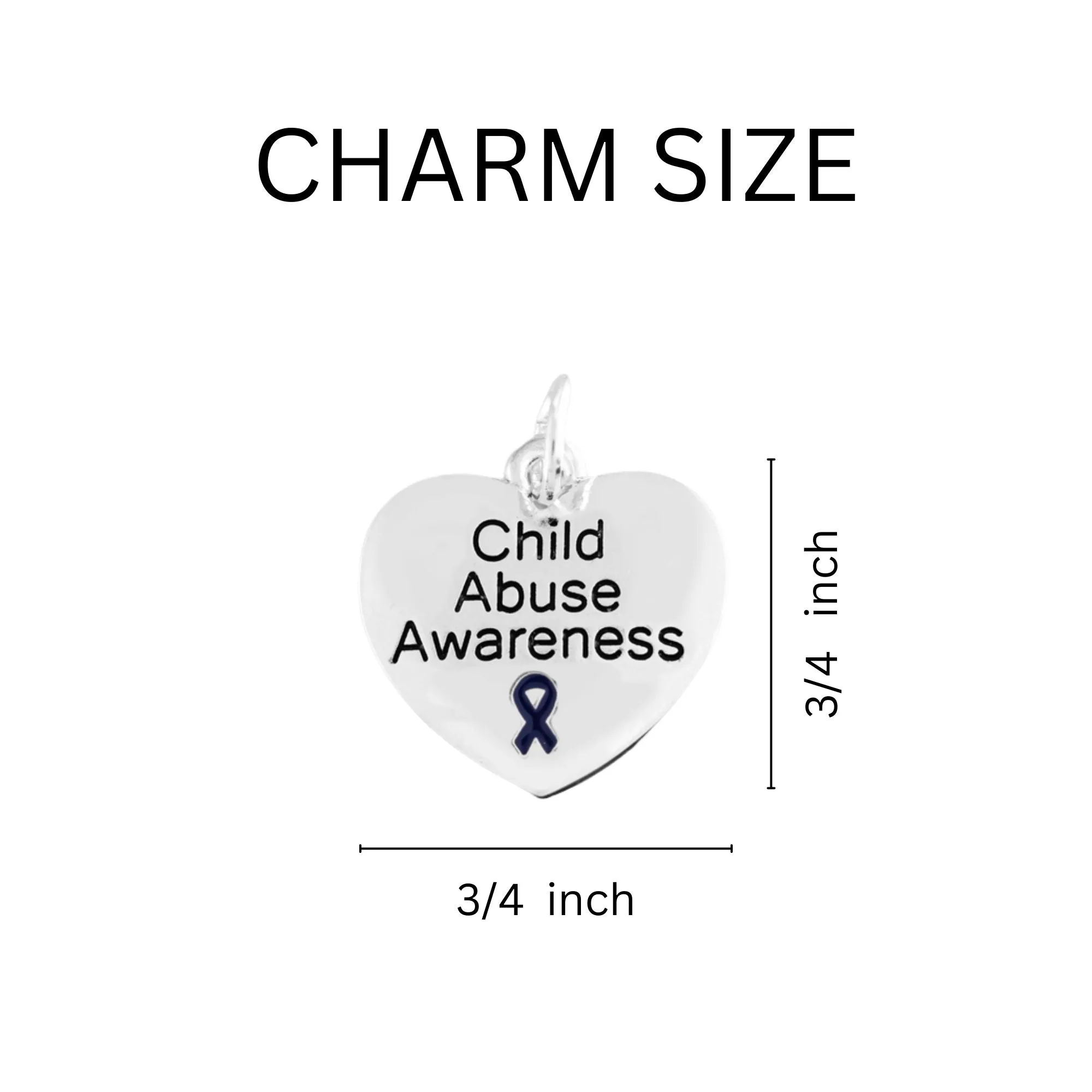 Child Abuse Awareness Dark Blue Ribbon Heart Charm Split Style Key Chains