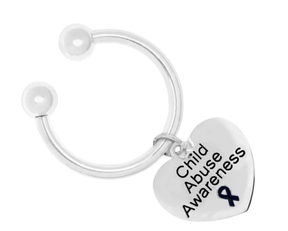 Child Abuse Awareness Heart Charm Horseshoe Key Chains