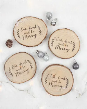 Christmas Wood Slice Coaster Set