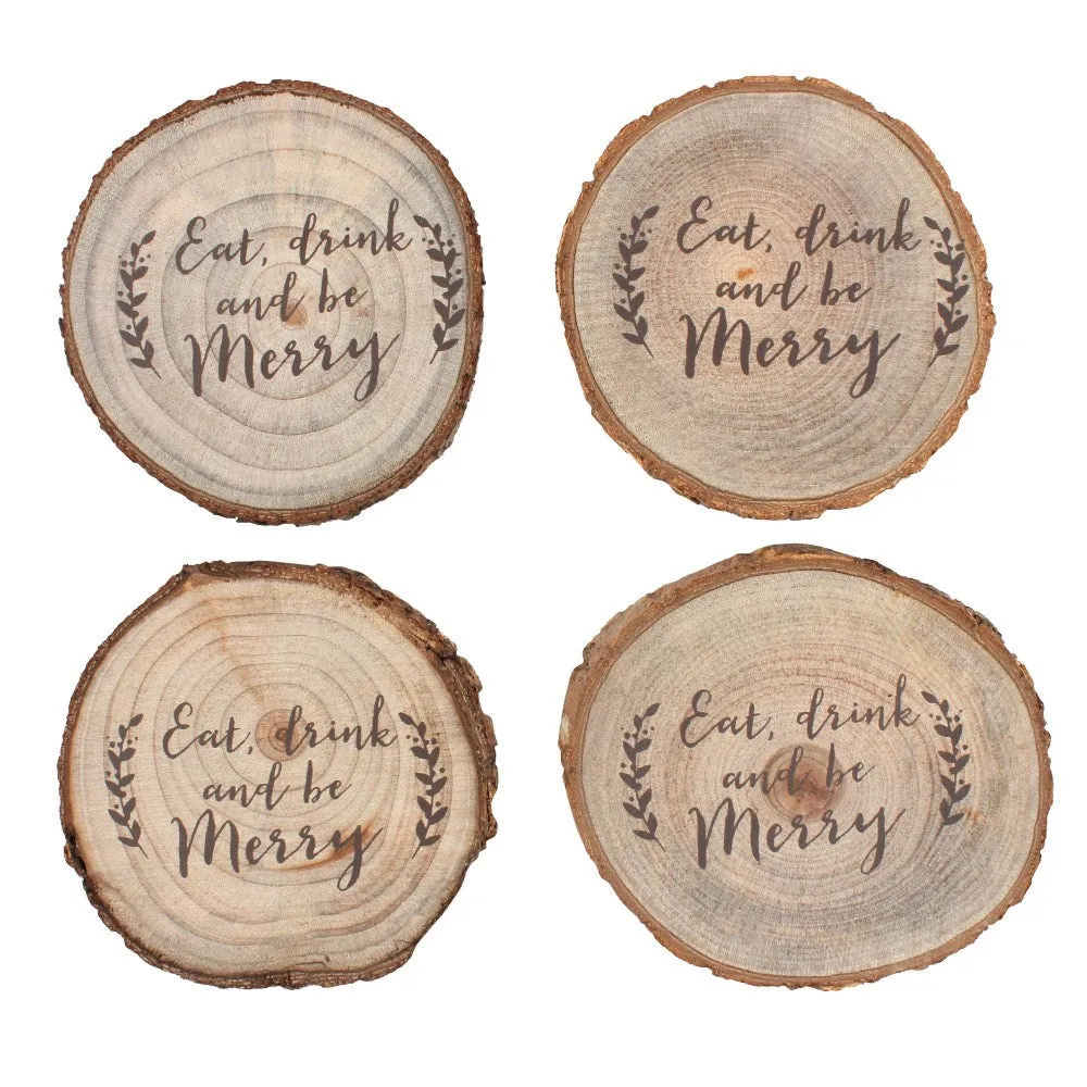 Christmas Wood Slice Coaster Set