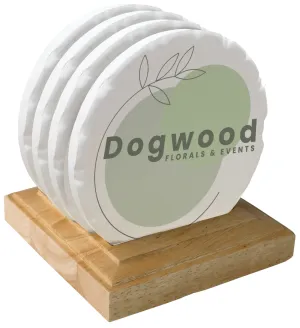 CoasterStone - Wooden Holder Gift Set w/4 Tumbled Round Coasters