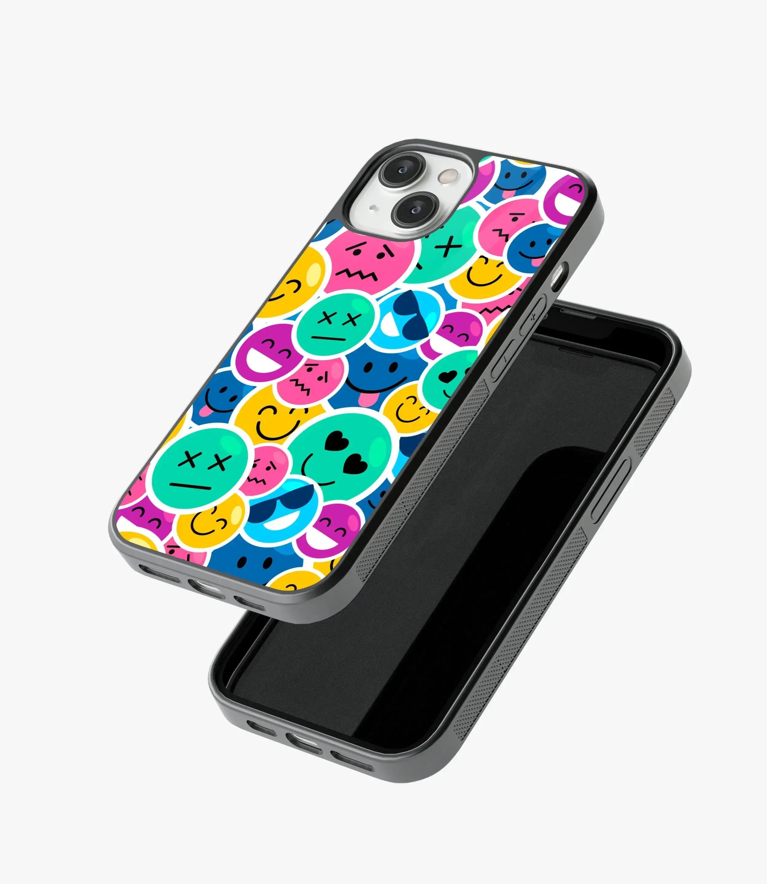 Colorful Smile Emoticons Glass Case