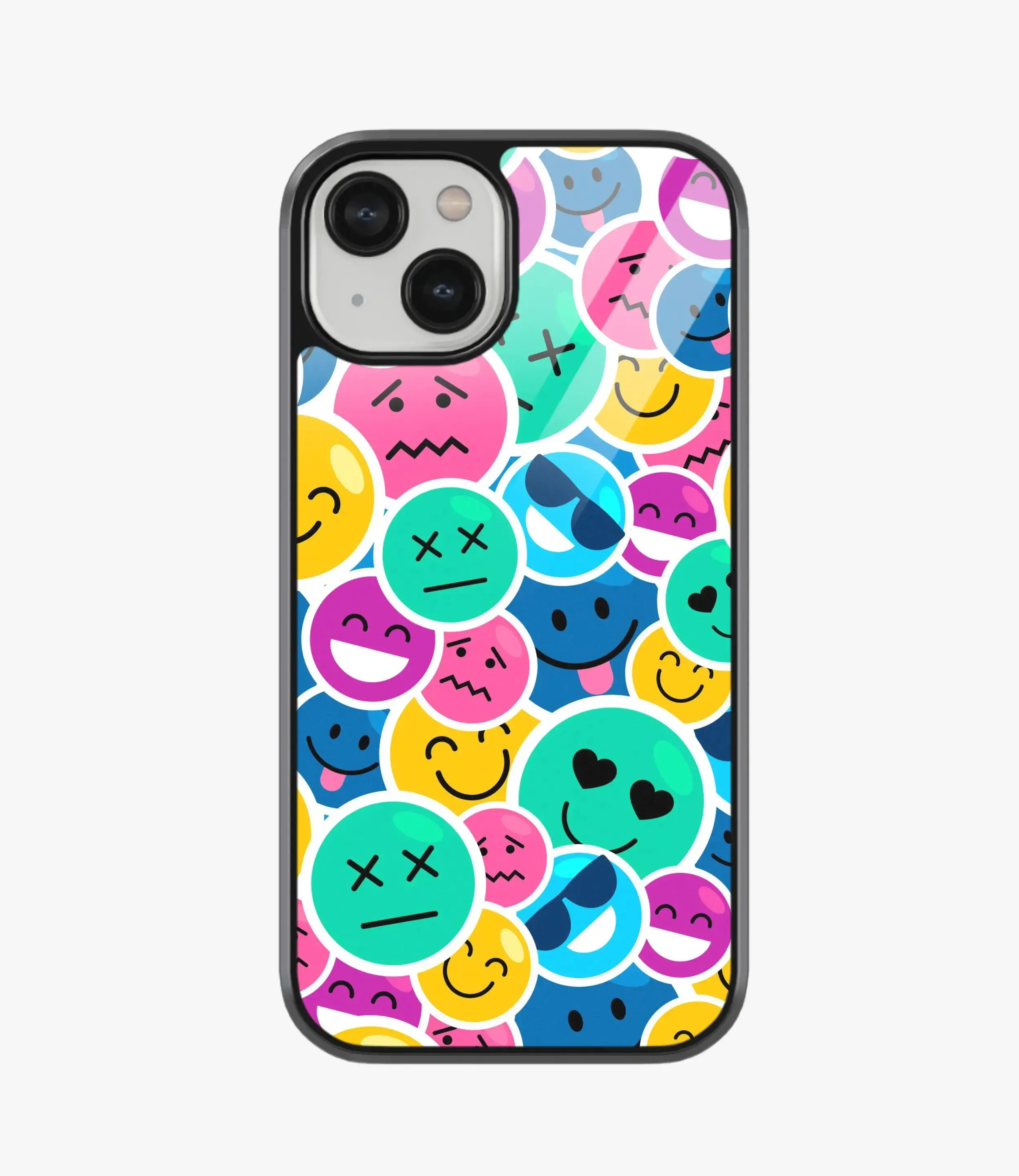 Colorful Smile Emoticons Glass Case