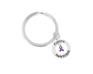 Crohn's Disease Awareness Round Charm Split Style Keychains